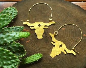 Longhorn earrings, longhorn hoop earrings
