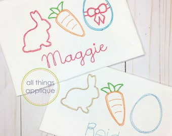 Easter Trio 2 Embroidery Design - SKETCH Stitch (#1082) - Easter Applique Design - INSTANT DOWNLOAD