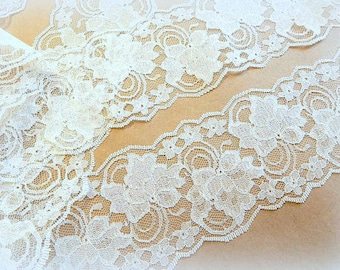 5 yds., White Lace Trim, 4" wide, Bridal Accessories, Mason Jars, Runners, Sachets, Lace for Invitations