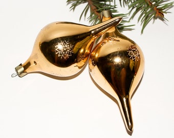 Gold Christmas balls Xmas toys gold ornament glass Christmas vintage toy mercury glass Russian Christmas Xmas glass Christmas tree toy