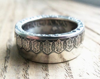 SILVER Italian 500 Lire Coin Ring - Silver rings - Italian Jewelry - Silver coin rings - ring from Italian coin - Italy 500 Lire