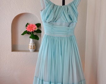 Beautiful 1950's powder blue tulle party dress