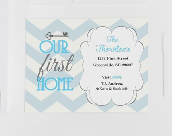 Our First Home Postcard With Chevron And Key Our First Home Postcard With Chevron And Key