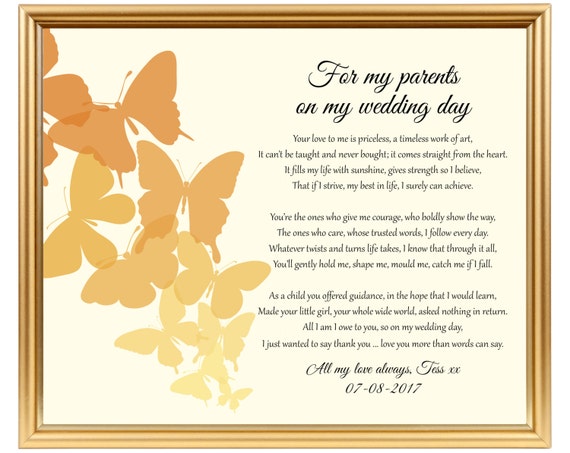 Wedding gift poem for parents from Bride To Dad from Bride