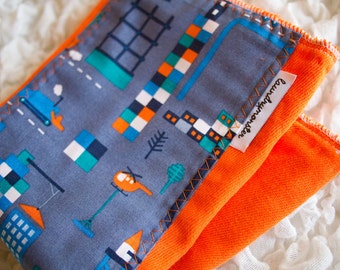 Baby burp cloth - Shipyard bright orange hand dyed burp cloth