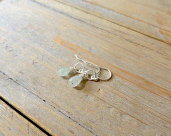 T H E S A P P H I R E C O L L E C T I O N - Pale Ice Sapphire Briolette Sterling Silver Drop Earrings