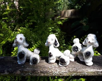 3 Vintage Black and White Ceramic Poodles