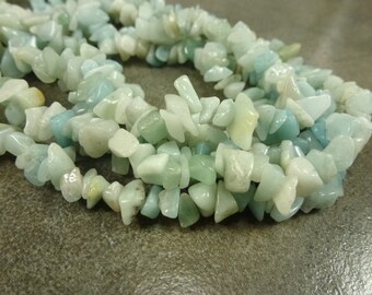 Amazonite Gemstone Chip Beads Full 16" Strand Natural Stone Mint Seafoam