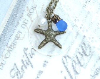 Starfish Charm Necklace Shell Necklace Starfish Jewelry Ocean Charm Necklace Starfish Gift