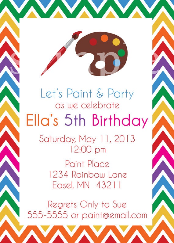 items similar to jpeg print your own art paint party invitations on etsy