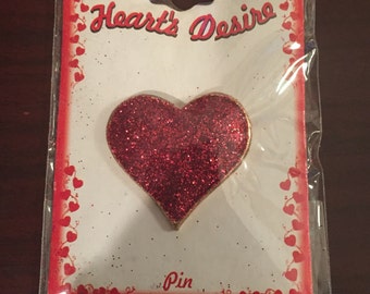 x Heart's Desire Red Glitter Heart Pin (#1)