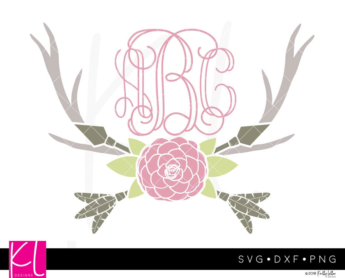 Download Antler Monogram svg Flower and Arrows Antlers svg Deer svg