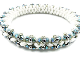 White w/turquise swarovski cyrstal bangle