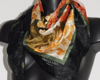 Vintage 70's multicolor scarf 87x87 PIER OLIVIER