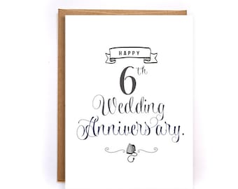 6th anniversary card, iron anniversary card for him, cute handmade greeting cards for husband, iron anniversary gift for him GC51