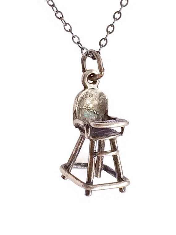 Vintage 18 Sterling Necklace Signed High Chair Pendant