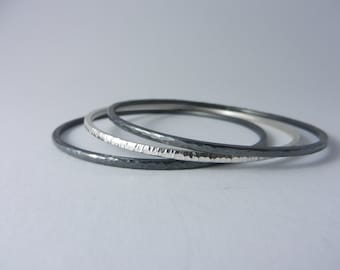 Bangle narrow blackened from 925 - sterling silver