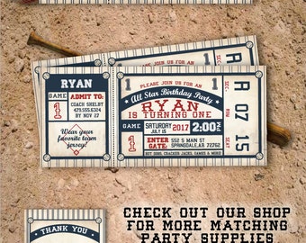 Baseball Invitation. Baseball Birthday Invitation. Baseball Birthday Party. Baseball Ticket Invitation. DIY Printable OR Printed Invitation