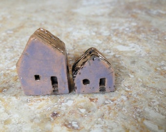 House Beads, kiln fired clay, raku