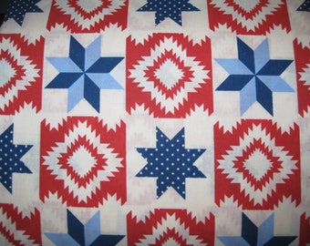 100 percent cotton fabric/red/blue/navy/white/quilting/crafts/apparel/by the yard