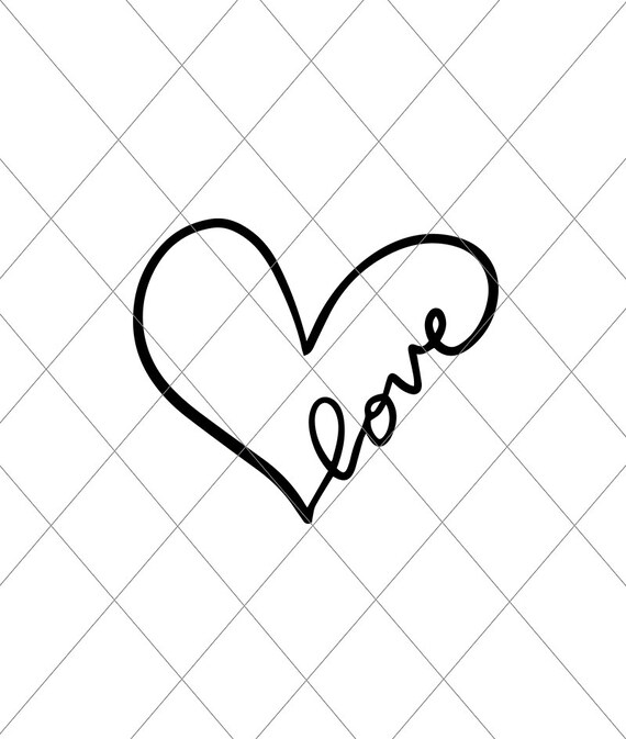 INSTANT SVG/DXF heart love script svg cut file svg vector