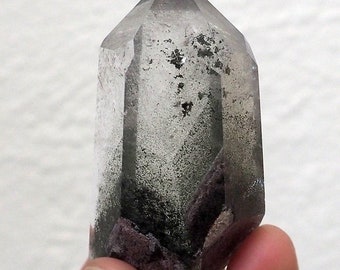 Lodolite Garden quartz point with phantom chlorite