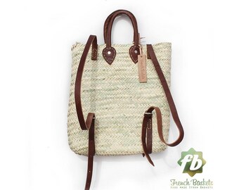Straw baskets Backpack : French Basket, Moroccan Basket, straw bag, french market basket, Beach Bag, straw bag