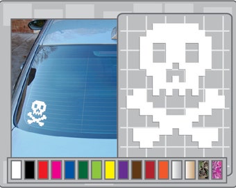 8 Bit Skull & Crossbones Cut Vinyl Decal Car Laptop Pirate Sticker for Almost Anything