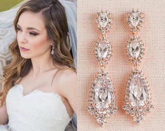 Crystal Bridal Earrings, Chandelier Wedding Earrings, Wedding Jewelry, Swarovski Bridal Earrings, Vintage Style, Elena Earrings