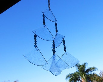Stained Glass Suncatcher Wind Chime, Stained Glass Chimes, Glass Windchime, Glass Yard Art, Garden Decor, Original Home Decor, OOAK Handmade