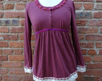 Boho Top,Shabby Chic Top,Romantic Top,Size S Top,Cottage Chic Top,Nine Muses Of Crete