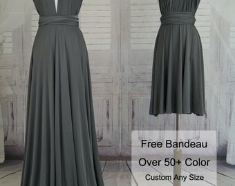 Slate grey Bridesmaid Dress-Wrap Dress Convertible Infinity Dress Evening Dress-C28#B28#