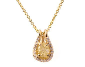 Raw Diamond Pendant, 18K Gold and Rough Diamond Pendant, Unique Pendant, rough diamond necklace, raw diamond necklace