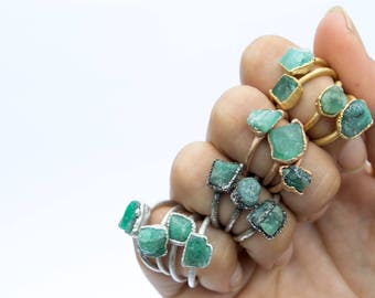 Rough emerald ring | Raw Emerald birthstone ring | Raw stone jewelry | Raw emerald jewelry | Raw emerald ring | May birthstone jewelry