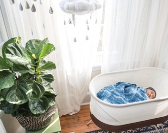 Silver Metallic Rain Cloud in Luxe Linen and Felt - for baby nursery decor - Free US Shipping