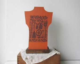 SALE One Petite Necklace Bust - Burnt Orange - Recycled Book Necklace Jewelry Display - Ready to Ship