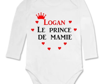 The prince of Grandma personalized with name Bodysuit