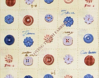 Robert Kaufman "Vintage Couturier" Sewing Theme Buttons Cotton Fabric Fat Quarter 18" x 22"