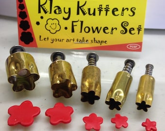 Plunge style Flower cutter by Kemper Klay Kutters set of 5 flower sizes 3/8" to 3/4"