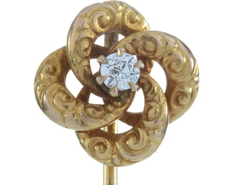Stick pin stickpin Victorian Diamond gold antique vintage | old European diamond | 14 kt yellow gold | pinwheel Tie pin