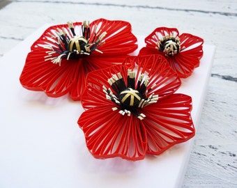 Luxury Paper Gift Box With Quilled Poppy/Handmade Gift Box
