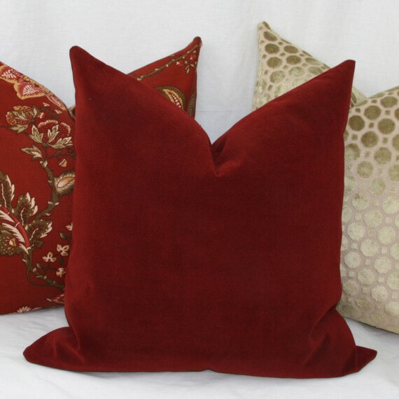 Burgundy velvet decorative throw pillow cover Lumbar pillow