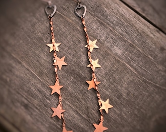 Vintage hearts and stars shoulder duster earrings