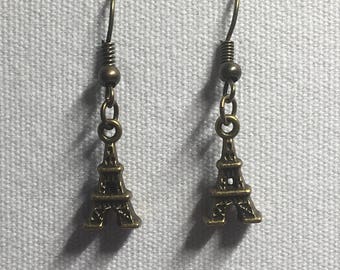 Antique bronze eiffel tower earrings