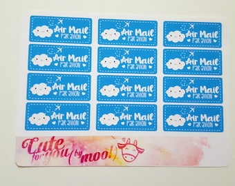 Rectangular Cloud Air Mail Labels Snail Mail Happy Mail