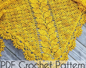 CROCHET SHAWL PATTERN Wrap Leaf Shawl Pattern Instant Download Pdf Tutorial - Lady of Lórien - Permission to Sell English Only