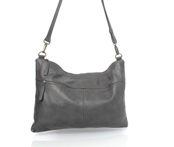 Gray leather bag soft leather purse SALE leather shoulder