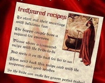 qty 50 Halloween Gothic Wedding Favors Recipe Cards