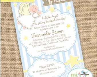 Invitación Bautizo Angelito en nube
