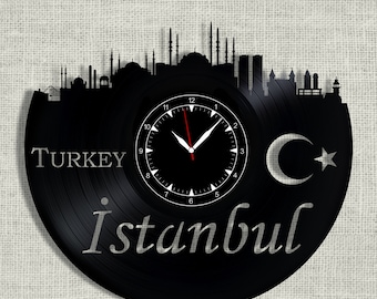 Istanbul vinyl record clock, Turkey Istanbul City wall clock, Best Gift for Home Decor